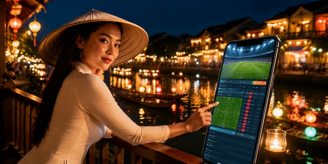 Người dùng tại Hội An trải nghiệm casino trên điện thoại di động với nón lá truyền thống