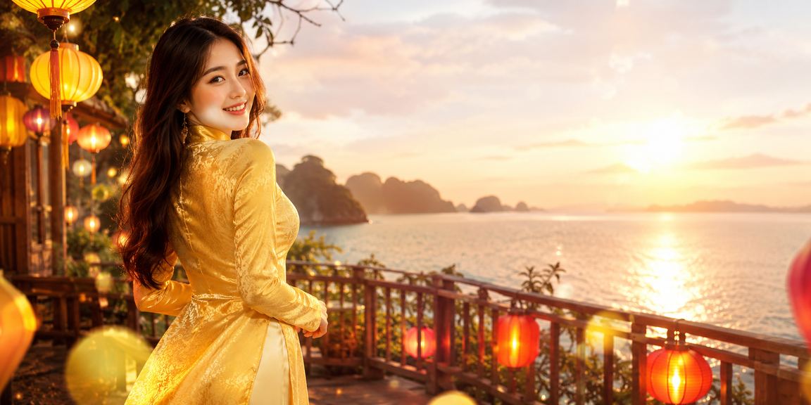 Cô gái mặc áo dài tại Hội An trải nghiệm đăng ký và nhận thưởng trên điện thoại di động